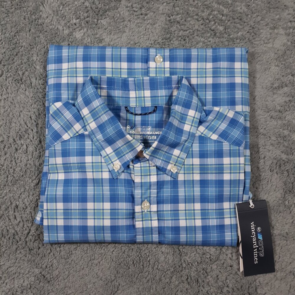 Vineyard Vines On-The-Go Performance Shirt Mens S Breathable Stretch Blue